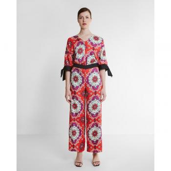 Pantalón fluido estampado geométrico para mujer