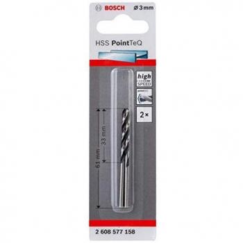 Bosch Professional 2 brocas helicoidal HSS PointTeQ, para metal, 3 x 33 x 61 mm, accesorio de taladro