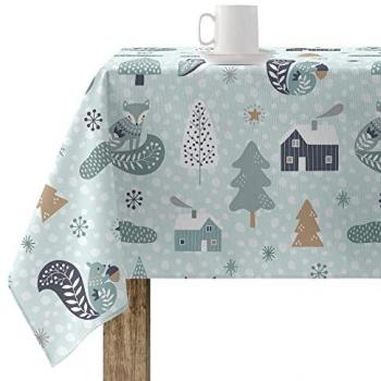 Mantel Resinado Antimanchas Merry Christmas 57, Impermeable para Mesas Cuadradas, Rectangulares y Ovaladas, 250 x 140 cm, 100% algodón resinado (Tacto no plastificado),
