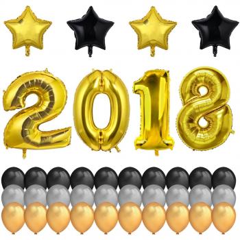 2018 Party Globo Decoración para fiestas, Konsait 40Inch número 2018 Foil Globos y 18Inch globos en forma de estrella