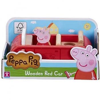 Coche de Madera Rojo Peppa Pig con Figura, Juguete Educativo Sostenible para Niños de 2 a 5 Años