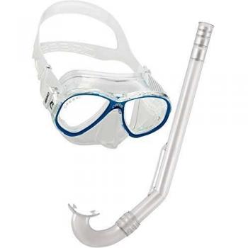 Cressi Combo Set Perla Jr + Minigringo Máscara de Buceo y Snorkel, Unisex niños, Transparent/Azul, Talla única