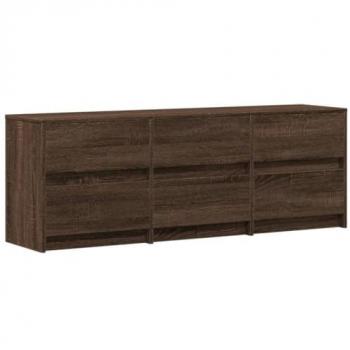 Mueble de TV LED de madera ingeniería marrón roble 140x34x50 cm, soporte de TV, aparador de TV, mueble HiFi, banco de TV, armario de TV