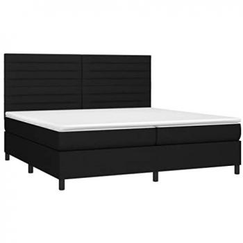 Cama box spring colchón y luces LED tela negro 200x200 cm