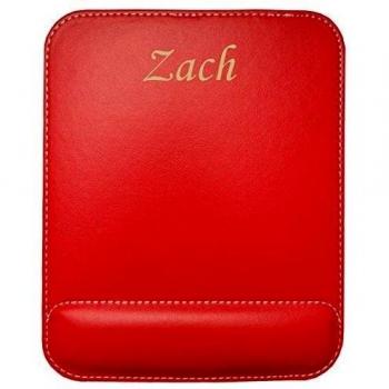 Almohadilla de cuero sintético de ratón personalizado con el texto: Zach
