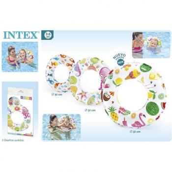 Intex Flotador Hinchable Infantil 51cm con Estampados de Animales, Modelos Surtidos, para Niños de 3 a 6 Años - Referencia 59230