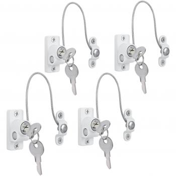 Neoteck 4 Piezas Cerradura de Ventanas/Puertas Bloqueo de Seguridad Limitar y Proteger Niños Alambre de Cable con Llaves de los Tornillos de Perforación para Casa y Comercial