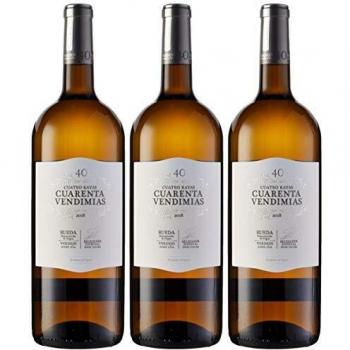 Cuatro Rayas Vino Blanco Cuarenta Vendimias Verdejo Magnum D.O Rueda - 3 Botellas de 1500 ml