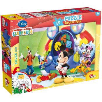 Puzzle Doble Cara Mickey Mouse 60 Piezas - Casa de Topolino, Incluye Diseño para Colorear
