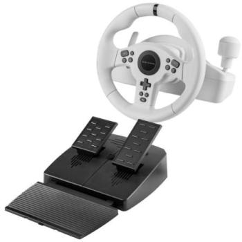 Volante SimRacing Mars Gaming MWH-RSXONE con Pedales XL, Zero Dead Zone, Giro 270°, Vibración DriveSense, Compatible con PS3, PS4, Xbox One, Xbox Series X-S y Switch
