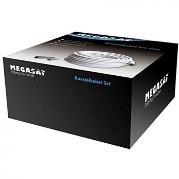 Set de Cable Coaxial Megasat 50m, Ø 7,0 mm, 110 dB, Cuádruple Apantallamiento, Incluye F-Conector