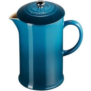 Cafetera de Prensa de Cerámica Gres Le Creuset Azul Profundo 4L con Prensa Metálica