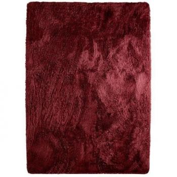 Alfombra Shaggy lavable de microfibra extra suave roja burdeos 120 x 170 cm