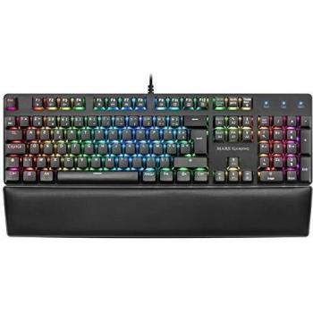 Mars Gaming MK5BFR, Teclado Mecánico RGB, Reposamuñecas Acolchado, Switch OUTEMU SQ Azul, Idioma Francés