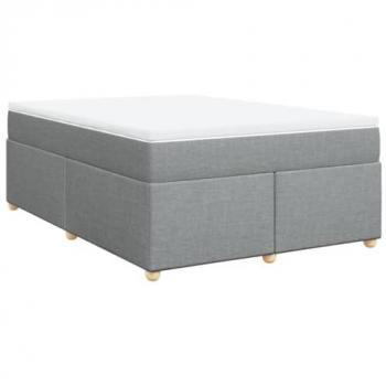 Cama box spring con colchón tela gris claro 160x200 cm