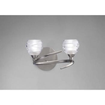 Aplique de pared Loop con interruptor 2 bombillas G9 ECO, níquel satinado