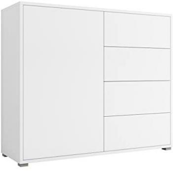 Cómoda Comfivo A111, Blanco, con 4 Cajones y 1 Puerta, 100 x 93 x 41 cm