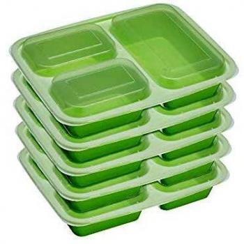 Kitchen Craft Juego de 5 fiambreras para comer de forma saludable sin BPA, para control de porciones, contenedores de comida y preparación de alimentos, 24.5 x 19 cm