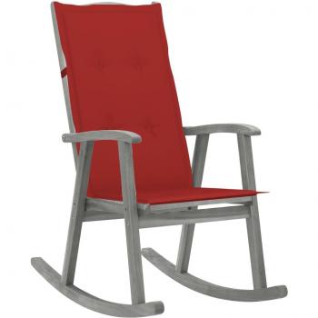 Acacia Wood Rocking Chair with Cushions - Grey