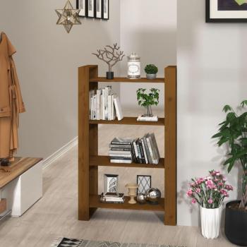 Estantería/divisor de espacios de madera de pino 80x35x125 cm en color natural, blanco, gris y marrón miel, mueble de almacenaje para oficina, estudio, sala de estar y dormitorio