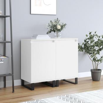 Aparador de Madera de Ingeniería 2 uds 40x35x70 cm con Puertas y Cajón, Mueble de Almacenaje Moderno para Salón en Blanco y Negro