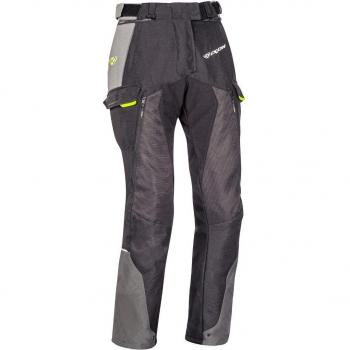 Ixon Pantalones de Moto Mujer Balder Negro-Gris-Amarillo Brillante con características textiles, diseño específico para motocicletas, color negro con detalles en gris y amarillo brillante, talla XS
