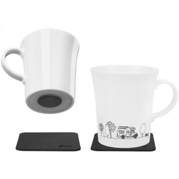 Silwy Magnetic Porcelain Camping Cups Set of 2 with Metal Nano Pads (270 ml)
