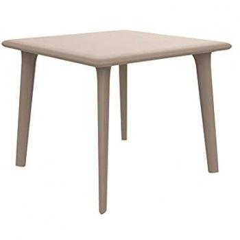 Mesa Cuadrada New Dessa Beige de Polipropileno, Dimensiones: 90 x 90 x 72 cm, Uso: Interior y Exterior, Ideal para Jardín, Terraza, Balcón, Salón, Cocina y Com