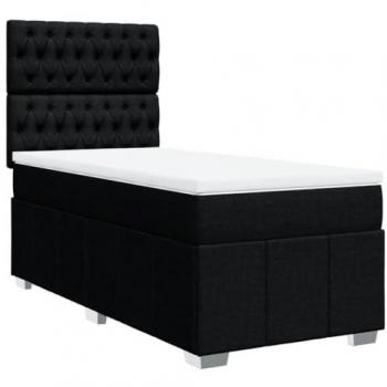 Cama box spring con colchón tela negro 100x200 cm