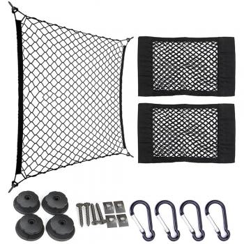 Red de Almacenamiento, Organizador Elástico para Cajuela + Bolsa de Almacenamiento de Doble Capa de Malla con Hilos Elásticos para Parte Trasera del Asiento de Vehículo