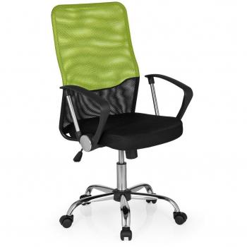 hjh OFFICE 685334 FOLEY NET Silla de oficina, tejido en malla negro / verde cromado