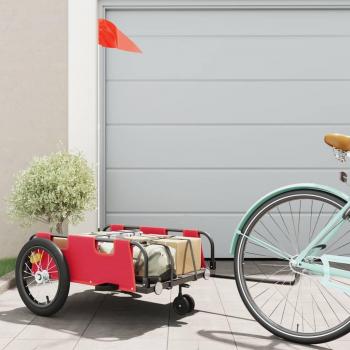 Remolque para Bicicletas vidaXL Carrito de Carga de Hierro y Tela Oxford en Color Amarillo, Azul, Gris y Rojo