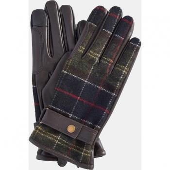 Barbour Aubrey Multicolor Tartan Leather Touchscreen Gloves - Size L