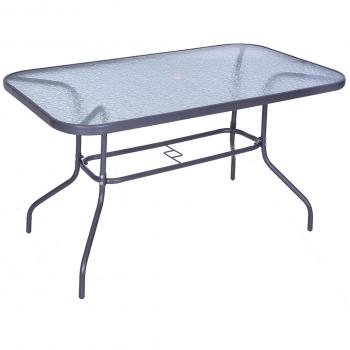 Mesa de jardín Outsunny con orificio para sombrilla gris carbón 70x120x80 cm