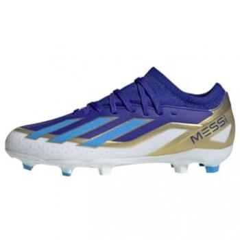 Botas de fútbol Adidas X Crazyfast League FG J Messi, características: diseñadas para niños, suela FG adecuada para césped artificial, color FTWR White/Team Royal Blue/Bright Red, talla 36 EU