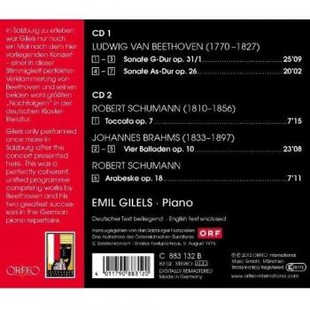 Emil Gilels joue Beethoven, Schumann et Brahms.
