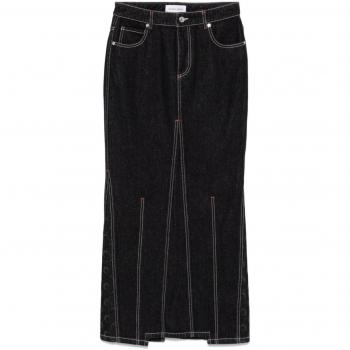 Marine Serre Women's Moon Denim Long Skirt in Black | Size 40 | WSK074ARDEN0001BK99