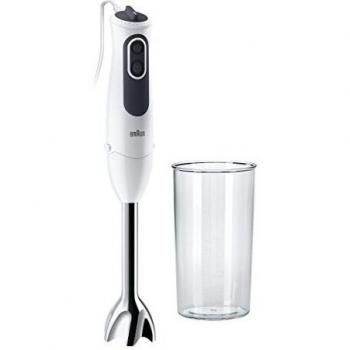 Braun MQ3100WH Smoothie - Batidora de Mano Potente de 750W, con Brazo de Metal Inoxidable, 11 Velocidades Ajustables, Protección Antisalpicaduras y Vaso Medidor de 600 ml, Color Blanco