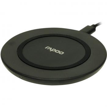 Cargador Inalámbrico Rapoo XC140 Qi 10W con Adaptador de Corriente - Carga Rápida y Protección contra Sobrecargas - Negro