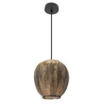 Lámpara Colgante Redonda Trikala Negro/Cuero Envejecido 1xE27 26cm