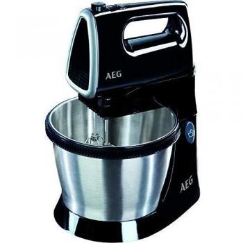 AEG SM3300 Batidora de Varillas Amasadora Serie 3 con Bol, Apta para Lavavajillas, 5 Velocidades, Función Turbo, Varillas Batidoras, Varillas Amasadoras, Aptos Lavavajillas, 450 W,3.5L,Negro