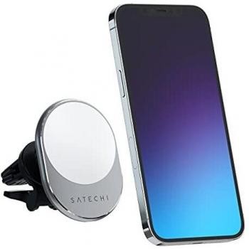 Cargador Inalámbrico Magnético para Coche Satechi 7,5W - Soporte Adaptable a la Rejilla de Ventilación - Compatible con iPhone 16/15/14 y Otros Smartphones