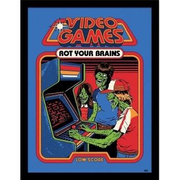 Póster Enmarcado Steven Rhodes Los Videojuegos Te Pudren el Cerebro 40cm x 50cm