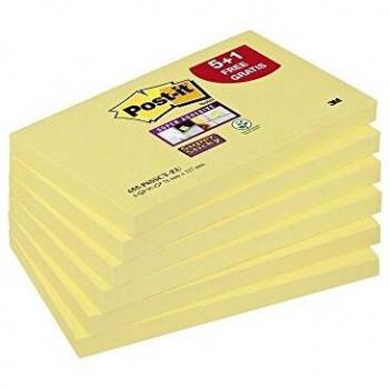 Post-it 7000144680 Pack de 6 Blocs de Notas Adhesivas Amarillo, 76 x 127 mm