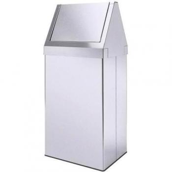 Contacto cubo de basura con tapa basculante de acero inoxidable