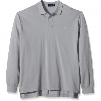 Ralph Lauren SS Solid CLSC MESH W/P - Polo para hombre de manga larga, color gris, talla XL
