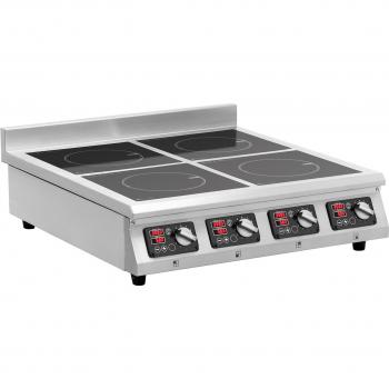 Placa de inducción profesional - 4 zonas de 20 cm - 10 niveles de potencia - Temporizador - Royal Catering