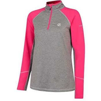 Dare2b Involved Core Stretch Lightweight Warm Backed Quick Drying Half Zip Fleece Midlayer, Mujer, Ash/Cyber Pink, 18