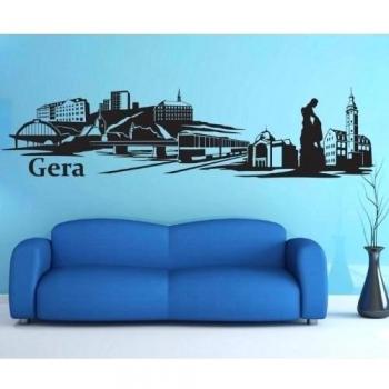 Pegatina pared Gera Paisaje urbano Ciudad Alemania Europa Stadt Turingia Silueta 1M515 - Azul Real Mate, 250cm