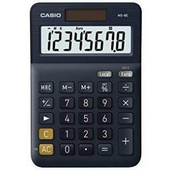 Casio MS-8E - Calculadora de escritorio con pantalla extra-grande de 8 dígitos, alimentada por energía solar / batería, con cálculo de porcentaje avanzado